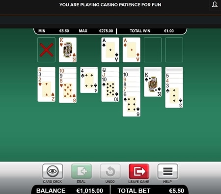 Een van de online kaartspellen: Online patience in het casino spelen