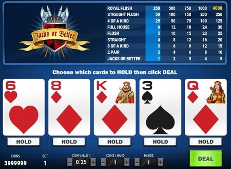 jacks or better video poker screenshot