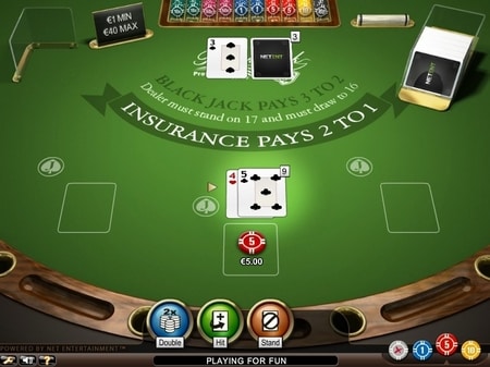 Screenshot NetEnt Blackjack Pro Series ter illustratie van een blackjack systeem