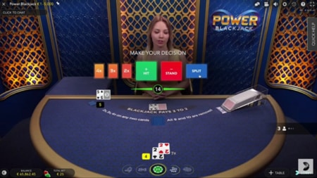 Live Power blackjack screenshot